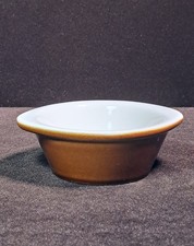 Small HALL brown glaze Oven dish Made in USA handles 4.25" lon