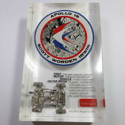 1971 NASA Apollo 15 Scott Worden Irwin Patch & Fiberglas Plaque Display #58463Q