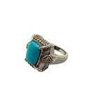 Vintage y2k Judith Ripka Blue Sterling Silver Stamped Signed CZ Statement Ring