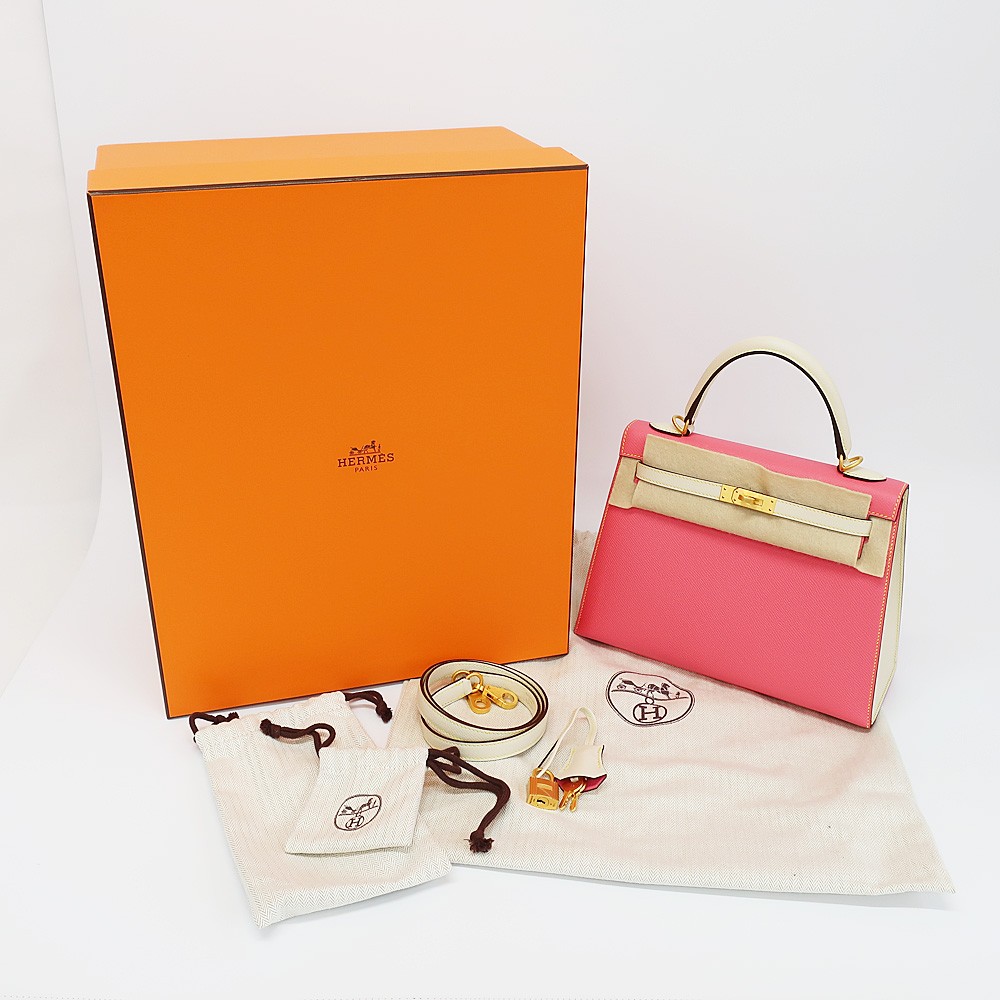 Hermes Kelly 25 Handbag Rose Azalee Clemence Gold Hardware D Stamp image 10
