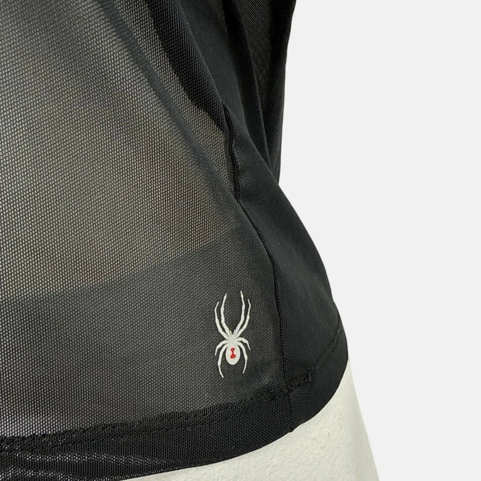 Camiseta Top Spyder Active Para Mujer Negra Malla Transparente Manga Corta Ropa Activa S Foto 3 de 4