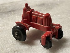 Vintage 1950s Manoil Mini Plastic Red Tractor Made In The USA Rubber Tires
