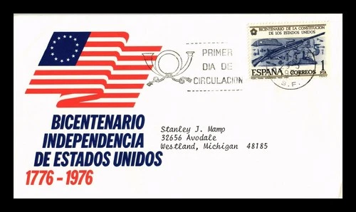 Dr Jim Stamps Spain Bicentennial United States Independence First Day Cover