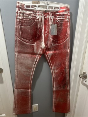 Armor Jeans ASJ09 Men s 34x36 Stacked Denim Red Metallic Wash Off FinishNWT $110