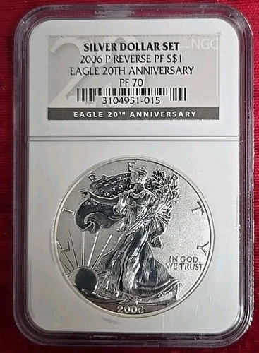 2006-P $1 Reverse Proof 20th Anniversary American Silver Eagle NGC PF-70