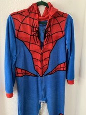 Marvel Spider-Man Superhero Kids Hooded Union Suit Fleece Costume Pajamas 10/12