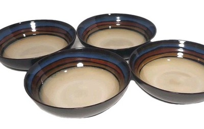 M By Mikasa COSMOS Set Of 4 Soup Salad Bowls Ring Glazed Layer Stoneware 7.75''