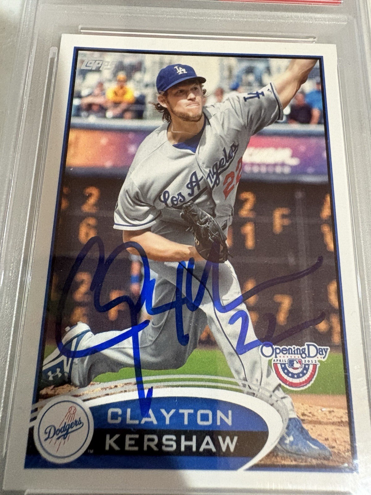 2012 Topps Opening Day - Clayton Kershaw #181 Auto PSA Authentic Auto 9 Rare LA view 3