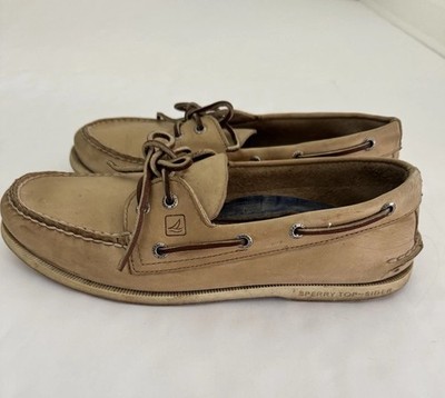 Sperry Topsiders Boat Shoe Mens 10 Light Tan Beige Leather Rawhide   photos