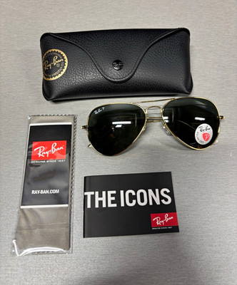 Ray-Ban RB3025 Aviator Sunglasses Gold Metal Frame Polarized Glass