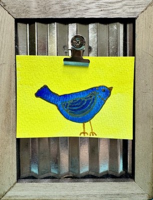 ACEO Original Watercolor Bird Painting - Jay The Bluebird, OOAK