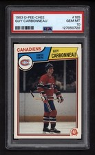 1983 OPC #185 GUY CARBONNEAU ROOKIE CARD PSA 10 GEM MINT. rookie card picture