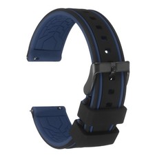 Silicone Watch Bands 24mm Soft Watch Band with Frosted Buckle, Black Dark Blue