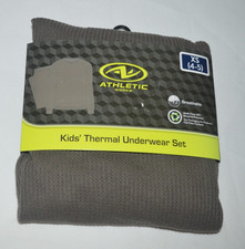 ATHLETIC WORKS - KIDS THERMAL UNDERWEAR SET BOYS XS 4 / 5 - COLOR RIVER TAUPE