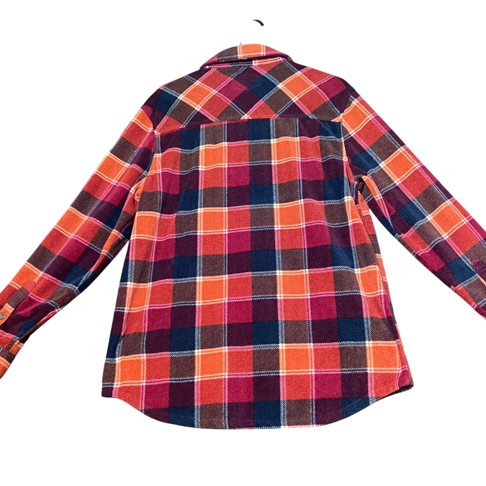 Freedom Foundry Flannel Shirt Mens Medium Plaid Orange Red Shacket Outdoor Cozy - Image 3 of 4
