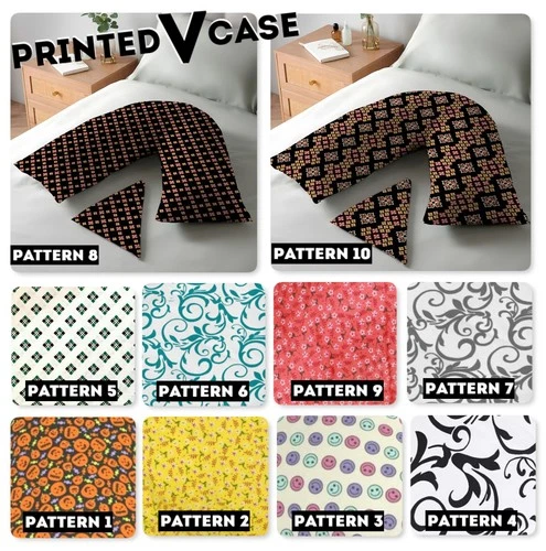 Printed V Pillow Cases Covers Polycotton Head Back Neck Maternity Support74x34cm
