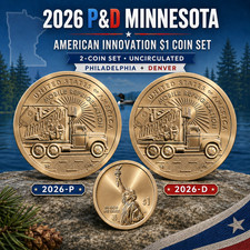 ❄️🚚 2026 P&D MINNESOTA AMERICAN INNOVATION $1 COIN SET 🚚❄️ UNCIRCULATED ...