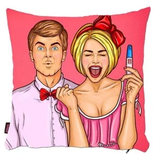 Pop Art Pillow Cover, Modern Decorative Cushion, Couple Pillow Valentines Gift