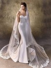 New Enzoani Logan Plain Crepe Wedding Dress Strapless 14 12 Fitted Mermaid
