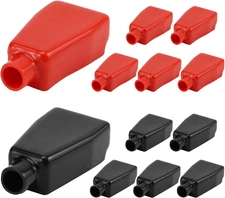 Battery Terminal Covers - 12 Pieces Insulating Protector Sleeves - Red & Black P