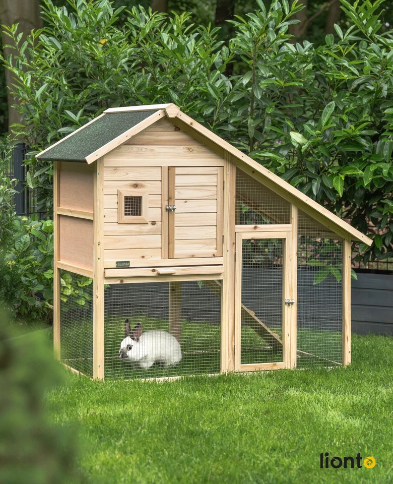 lionto Clapier Petit enclos pour animaux villa pour lapin 140x65x119 cm - Photo 2/4