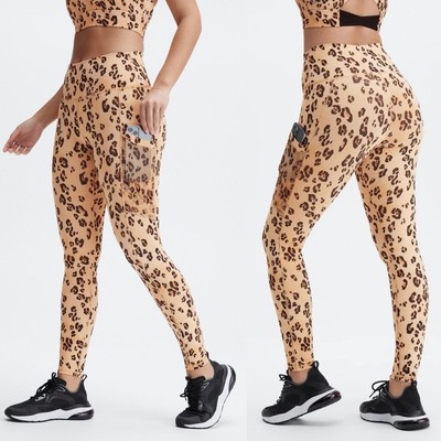 FABLETICS POWERHOLD WOMEN'S NEW LEOPARD ON THE GO LEGGINGS SIZE SMALL