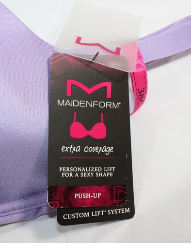 NWT MAIDENFORM custom lift system PUSH UP BRA extra coverage DM9400 PURPLE 38C - Picture 3 of 6
