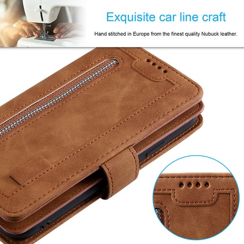 For iPhone 14 13 Pro Max 12 11 XS XR 8 7+ Leather Wallet Case Zipper Purse Strap - Picture 8 of 39