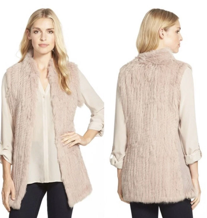 Chaleco Largo Love Token Rubor Piel de Conejo/Tejido Talla-M~ Hermoso~ Foto 2 de 4