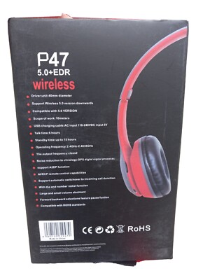 Bluetooth Headphones TF Card/FM Stereo Radio, MP3 Player Wireless P47 5.0+EDR