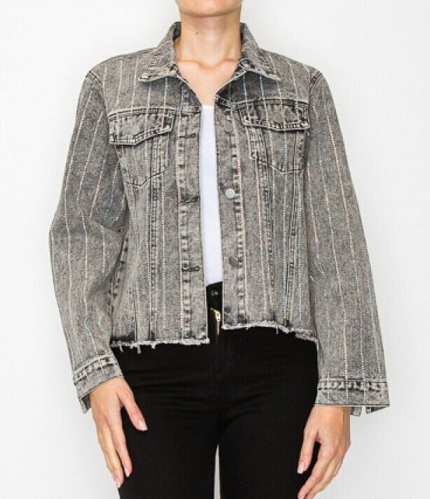ORIGAMI DENIM JEAN JACKET embellished rhinestones SM-2X (7-colors