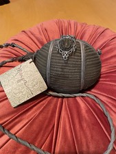 Maya Evangelista Resin Handbag Egg Shape, Ridge Texture, Beaded Chain Strap