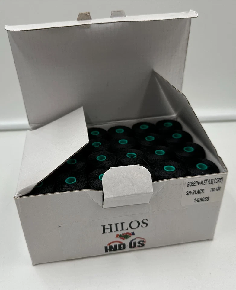 TEX 138 STYLE M NEW BLACK POLYESTER BOBBINS W/CORE 1 GROSS (144 PCS) - Image 2 of 4