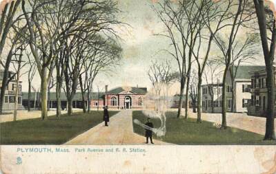 Tuck Park Avenue RR Station Scene Plymouth MA Mass VTG  P80