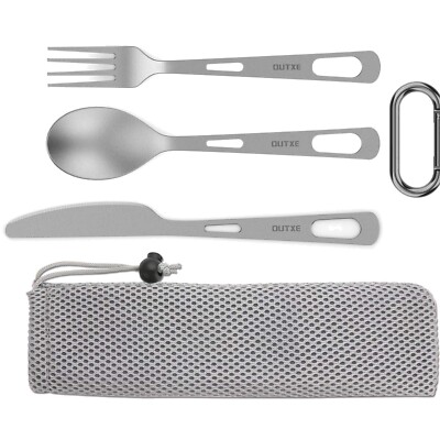 Ultraleichtes Titanium Camping Utensilien Set   3-teilig für Outdoor-Abenteuer