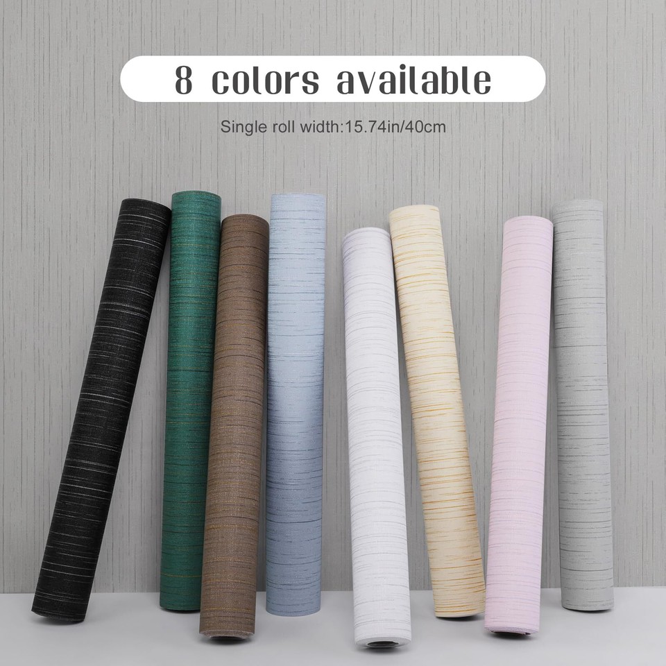 Qianglive Grey Grasscloth Wallpaper Peel and Stick Wallpaper Texture