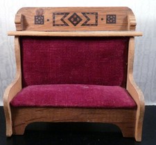 Antique 1890s German Velvet BENCH 1:12 Dollhouse Miniature