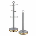 Tower T826092GRY Empire 6 Cup Mug Tree and Kitchen Towel Holder