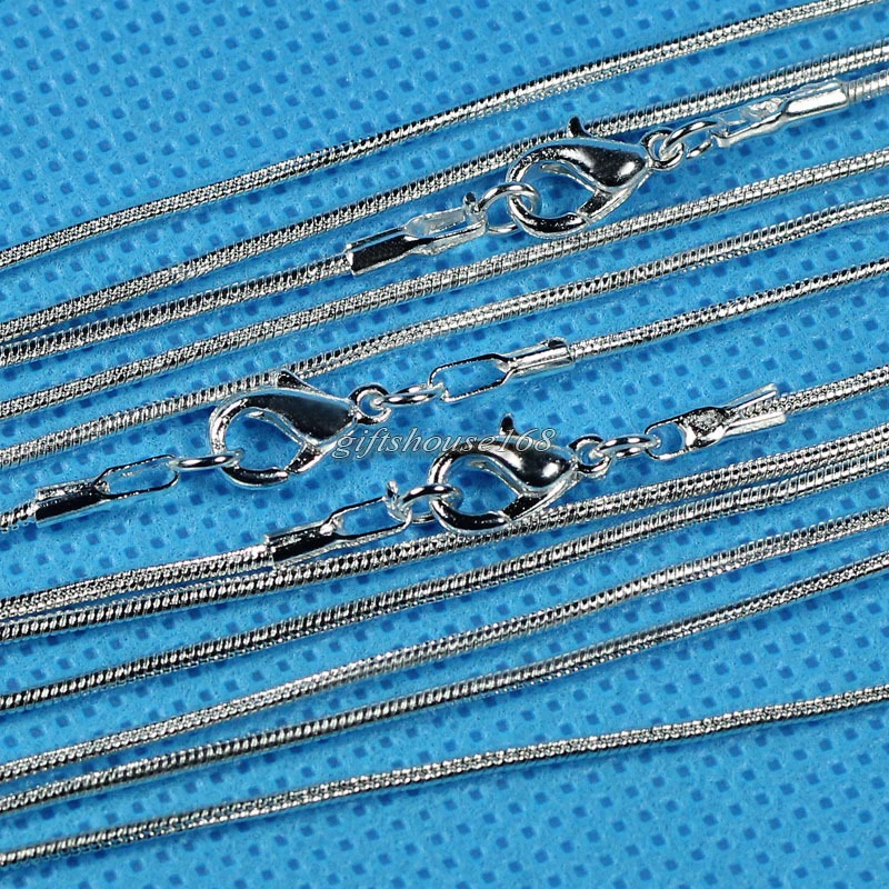Wholesale!10pcs silver plated 1.2mm snake chain necklace 18" - Image 2 of 2