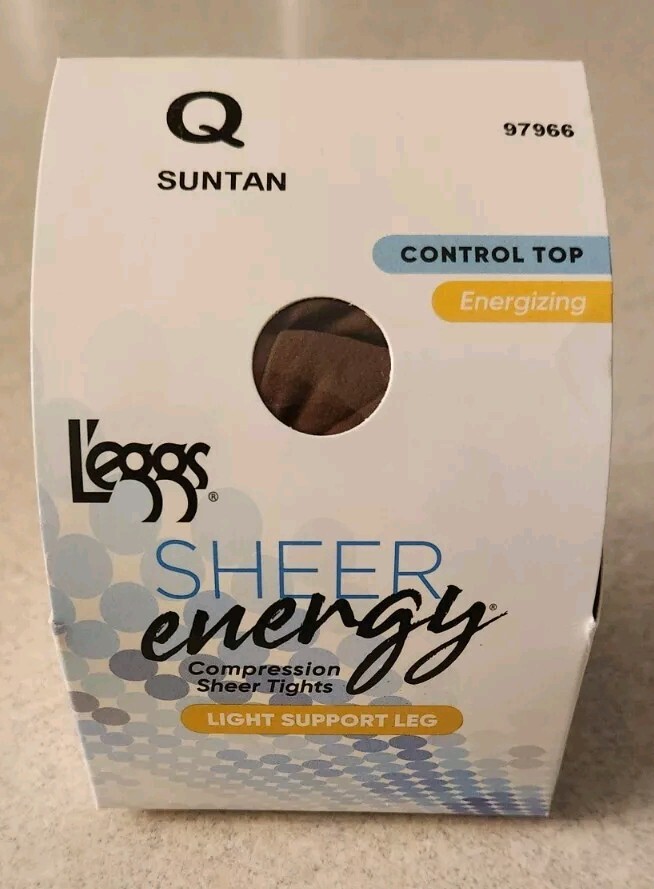TOP Leggs Sheer Energy SIZE Q Energizing Tights SUNTAN Light Support 1