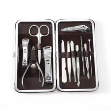 12PCS Pedicure / Manicure Set Nail Clippers Cleaner Cuticle Grooming Kit Case