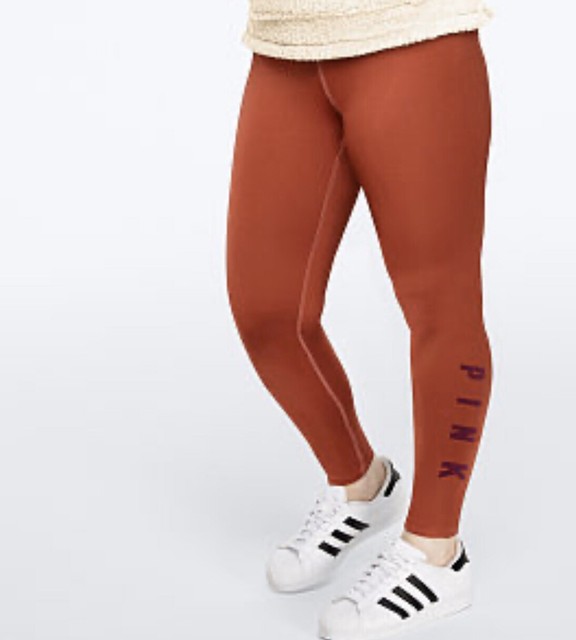 NEW Victoria’s Secret PINK FLEECE LINED LEGGING Xs Burnt Orange eBay