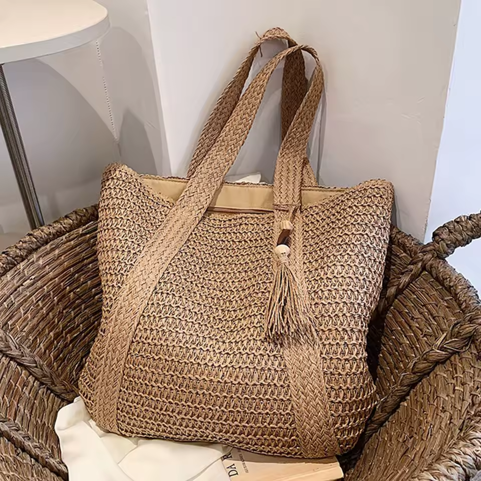 Beach Bag Summer Rattan Large Handbag Luxury Straw Tote Bag