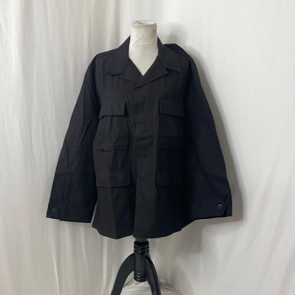 Men’s Large Military Tactical Jacket Tru-Spec Black Long Sleeve Button Down - Image 2 of 4