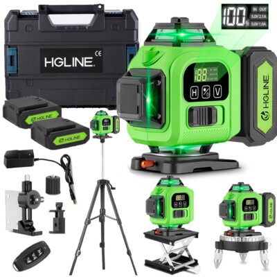 Laser Level Wasserwaage 16 Line 4D 360° Kreuzlinienlaser Kit 1.2m Stativ +Koffer