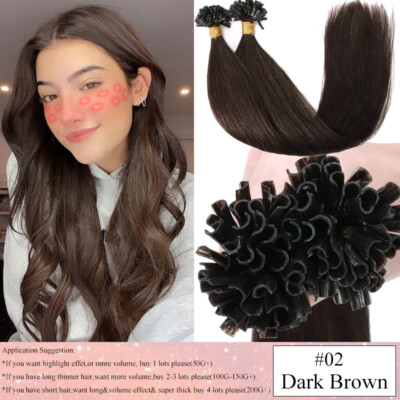 Nail Tip U Tip Fusion Pre Bonded 100% Real Human Hair Extensions Keratin Thick