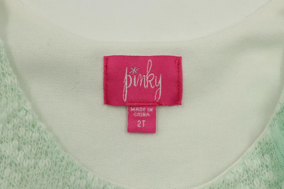 Vestido Pinky Niña Pequeña Verde Blanco Tul Manga Gorra Fiesta Vacaciones Talla 2T Foto 4 de 4
