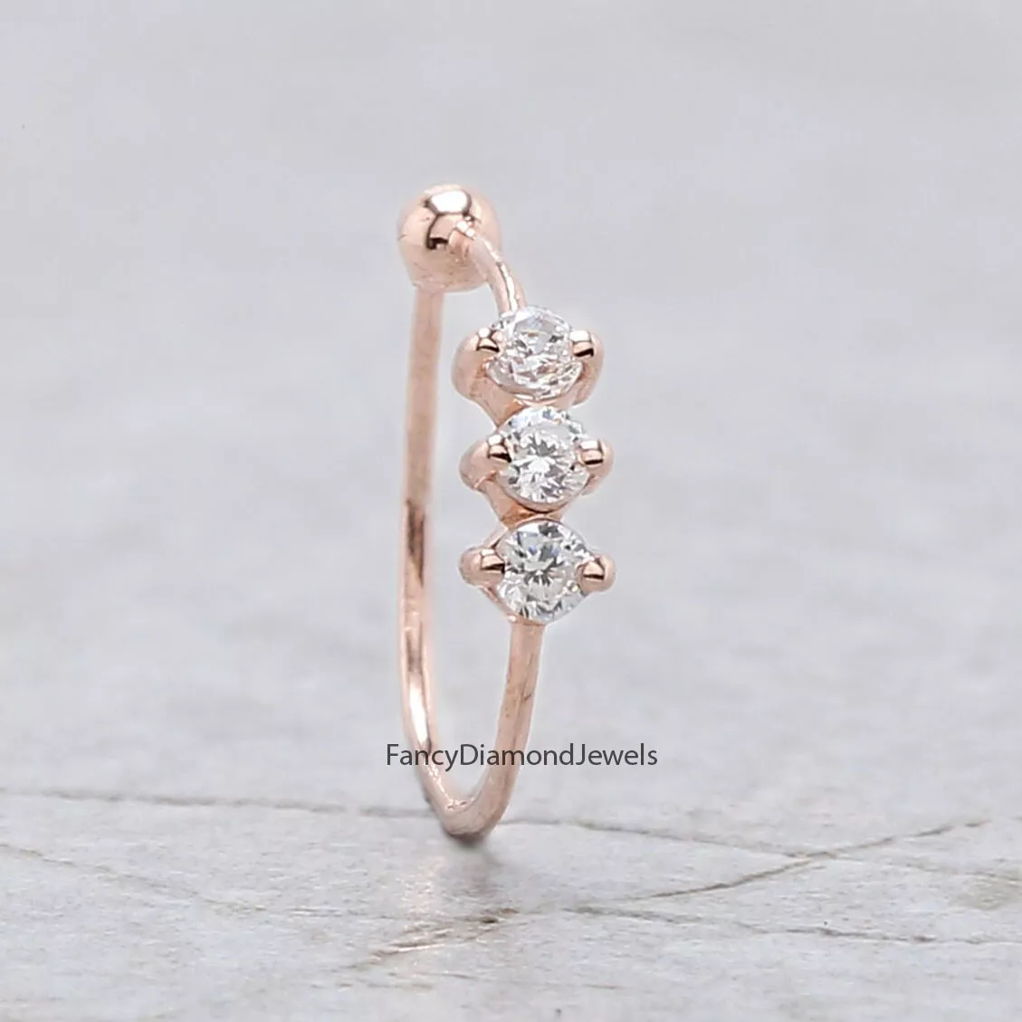 Diamond white gold nose ring sale