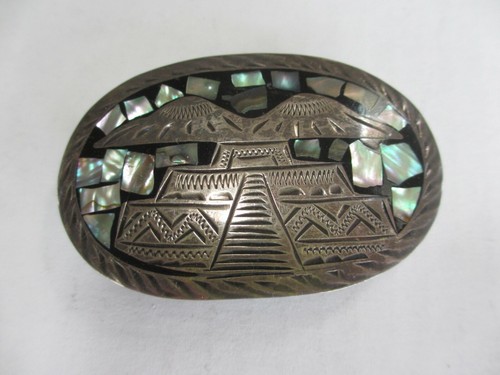 VINTAGE STERLING SILVER INLAID ABALONE 