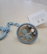 catena e PINZA X ciuccio  BIMBO  laminato argento